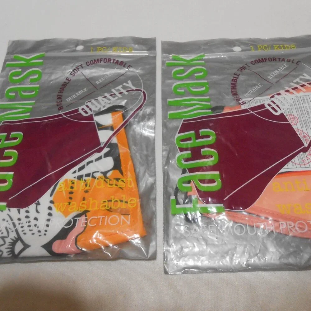 2 NEW KIDS UNISEX FACE MASKS SAFE MOUTH PROTECTION WASHABLE BREATHABLE SOFT 👦👸